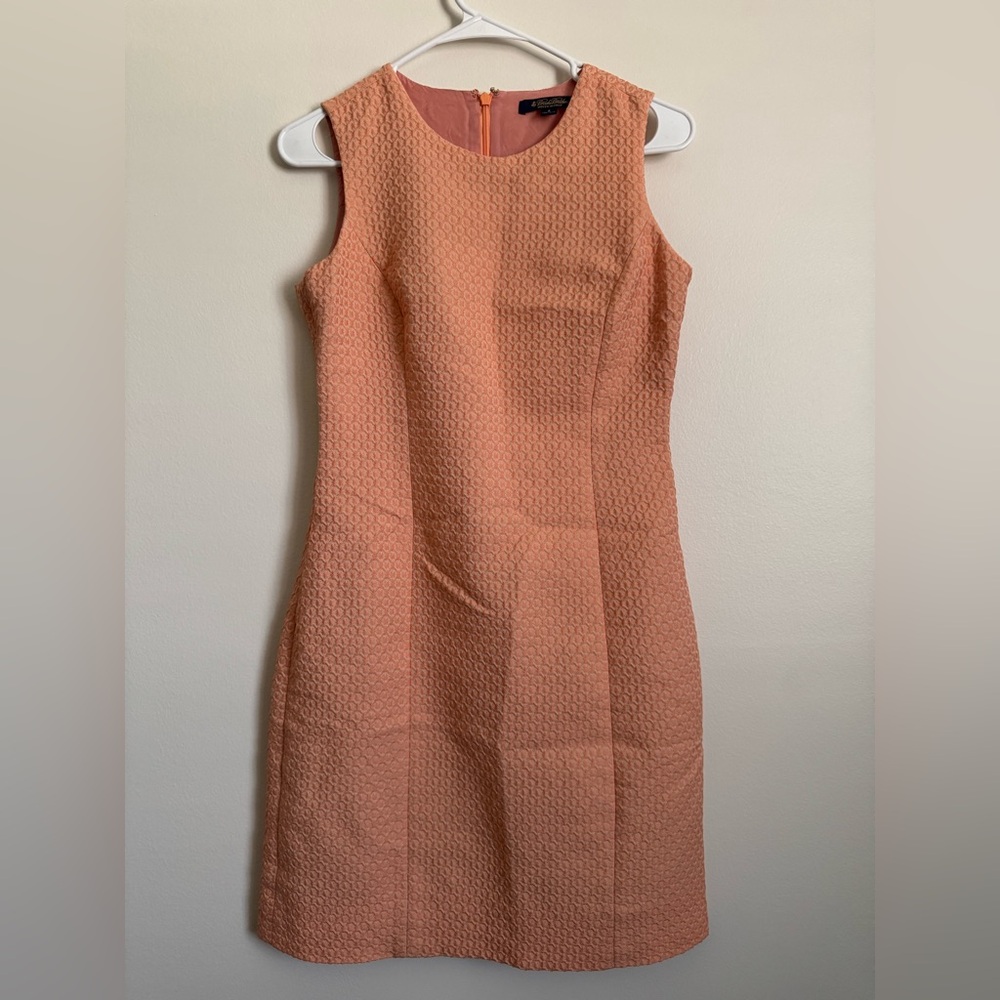 Brooks Brothers Peach Textured Sleeveless Midi Dress